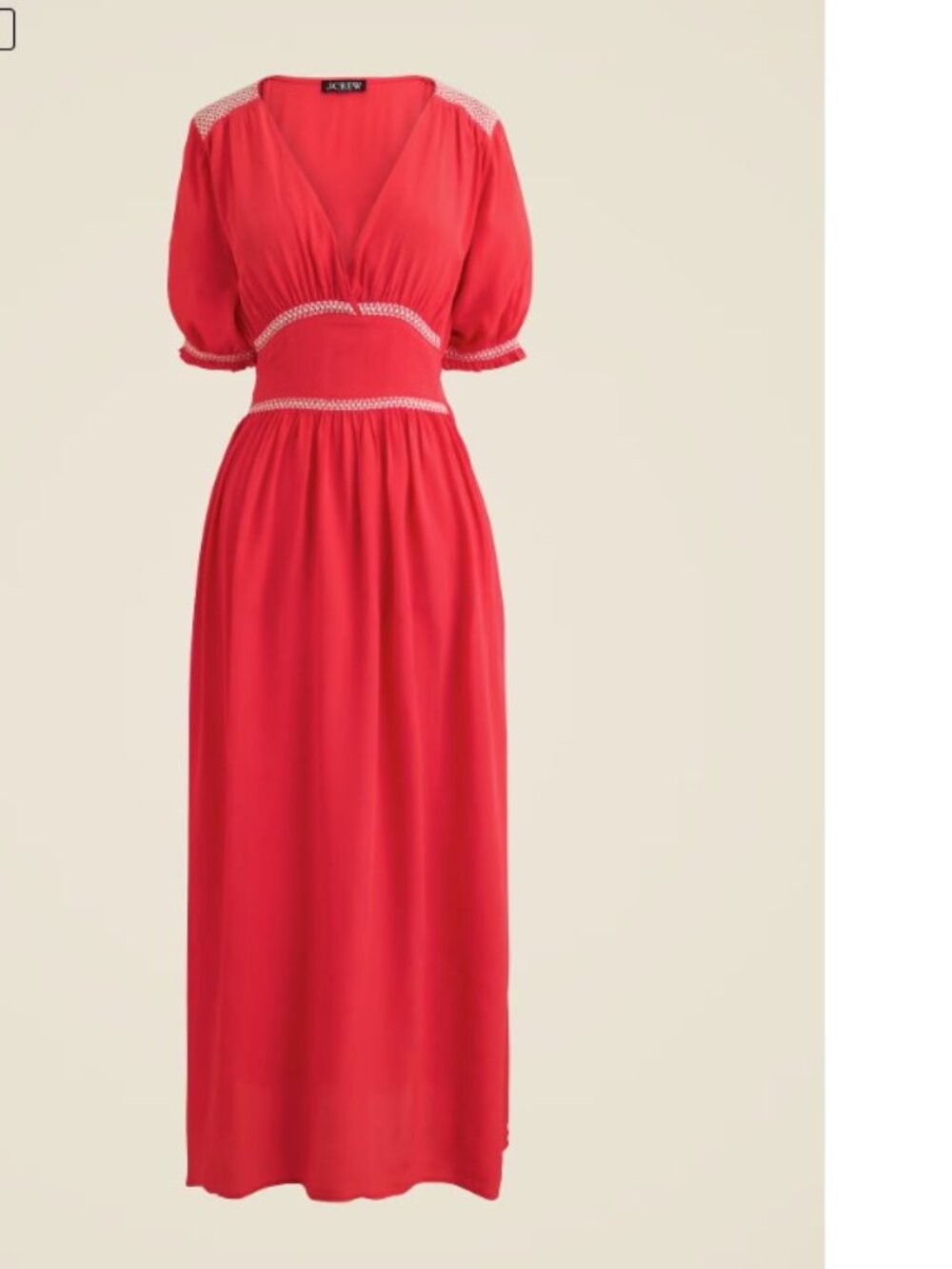 Petite smocked trim midi dress in crepe de chine